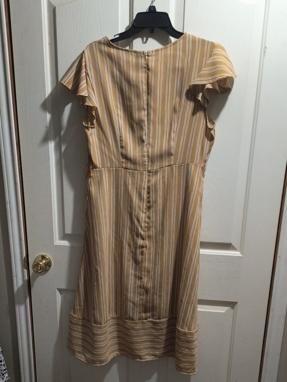 SHEIN Khaki and White Striped Midi A-Line Dress - Picture 2 of 3